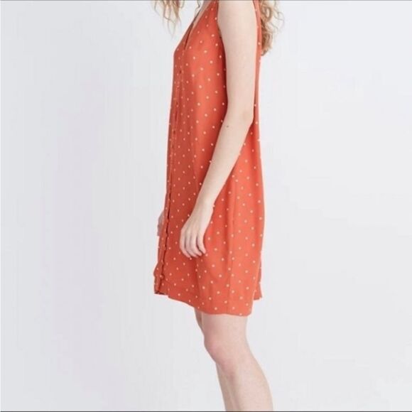 Madewell Mini Orange and White Polka Dot Tank Dress - Picture 6 of 14